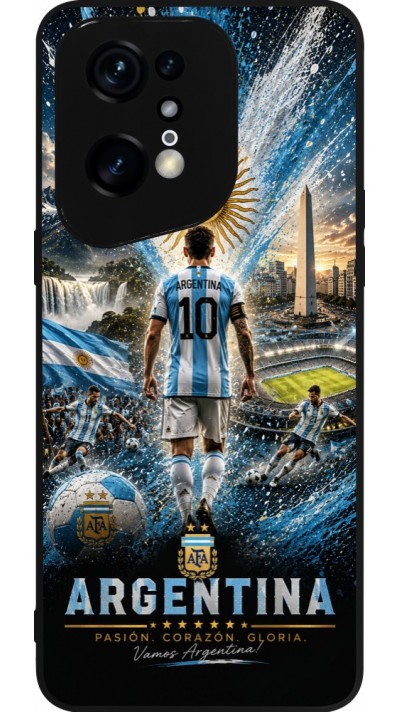 Coque OPPO Find X5 Pro - Silicone rigide noir Football Argentine splash 2026