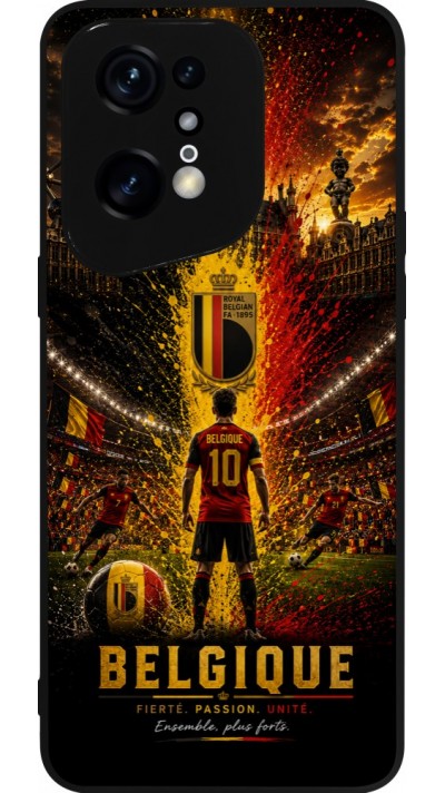 Coque OPPO Find X5 Pro - Silicone rigide noir Football Belgique splash 2026