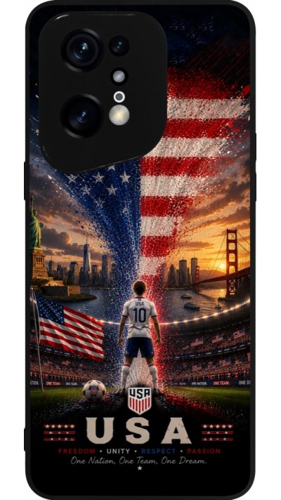 Coque OPPO Find X5 Pro - Silicone rigide noir Football États-Unis splash 2026