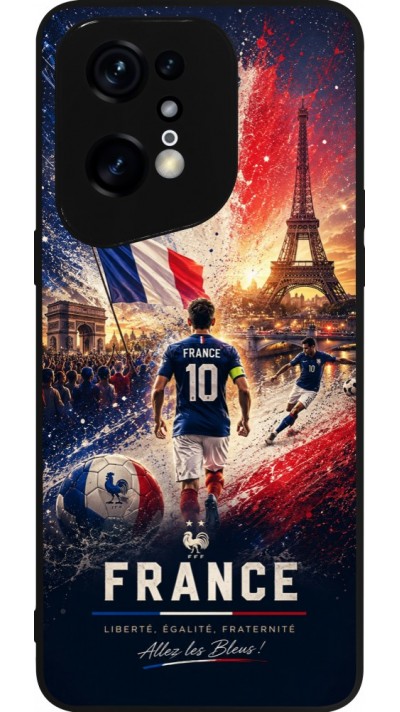 Coque OPPO Find X5 Pro - Silicone rigide noir Football France splash 2026