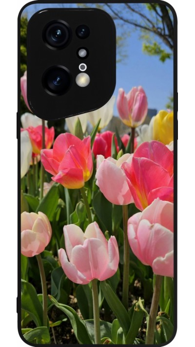 OPPO Find X5 Pro Case Hülle - Silikon schwarz Tulips Spring 2026
