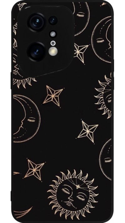 Coque OPPO Find X5 Pro - Silicone rigide noir Suns and Moons