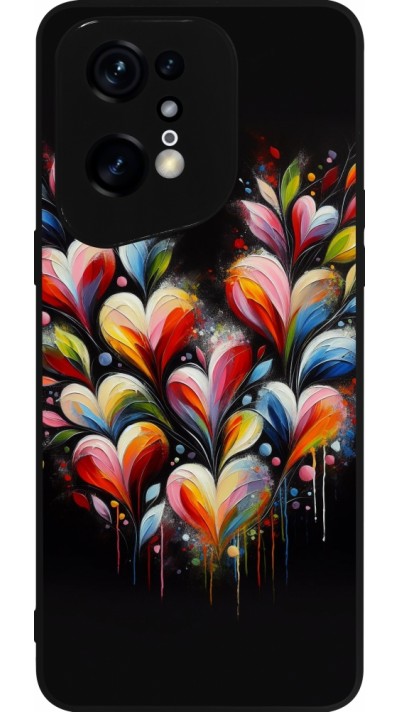 OPPO Find X5 Pro Case Hülle - Silikon schwarz Valentin 2024 Schwarzes Herz Abstrakt