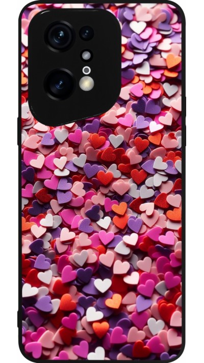 OPPO Find X5 Pro Case Hülle - Silikon schwarz Valentin 2025 Konfetti