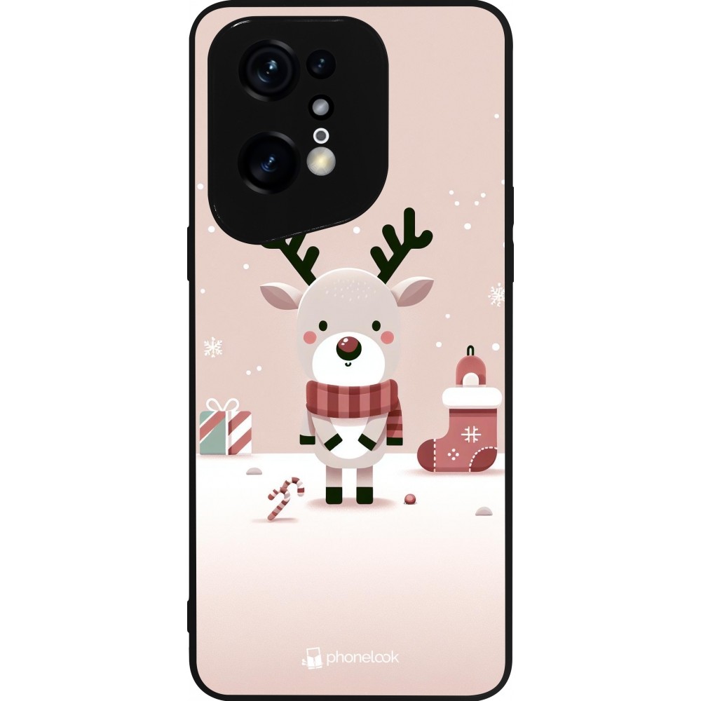Coque OPPO Find X5 Pro - Silicone rigide noir Noël 2023 Choupinette Renne