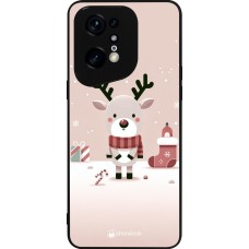 Coque OPPO Find X5 Pro - Silicone rigide noir Noël 2023 Choupinette Renne