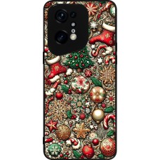 Coque OPPO Find X5 Pro - Silicone rigide noir Noël 2023 micro pattern
