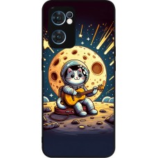 OPPO Reno7 5G Case Hülle - Silikon schwarz AstroKatze RockMond