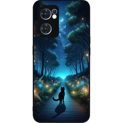 OPPO Reno7 5G Case Hülle - Silikon schwarz Schwarze Katze Spaziergang