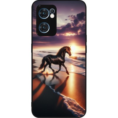 OPPO Reno7 5G Case Hülle - Silikon schwarz Pferd majestätisch Strand