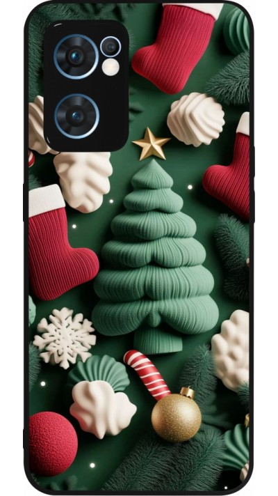 Coque OPPO Reno7 5G - Silicone rigide noir Christmas 25 Christmas textiles