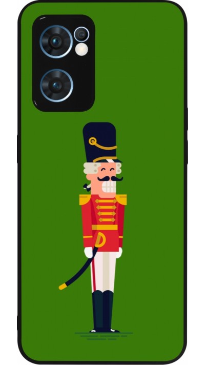 Coque OPPO Reno7 5G - Silicone rigide noir Christmas 25 Nutcracker Green