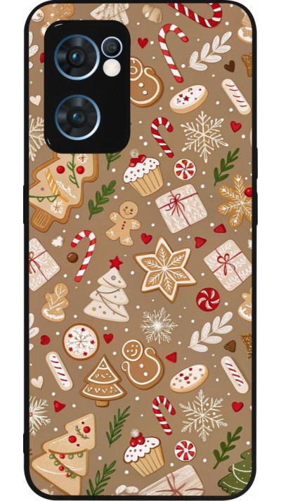 Coque OPPO Reno7 5G - Silicone rigide noir Christmas 25 Pattern Ginger Cookie