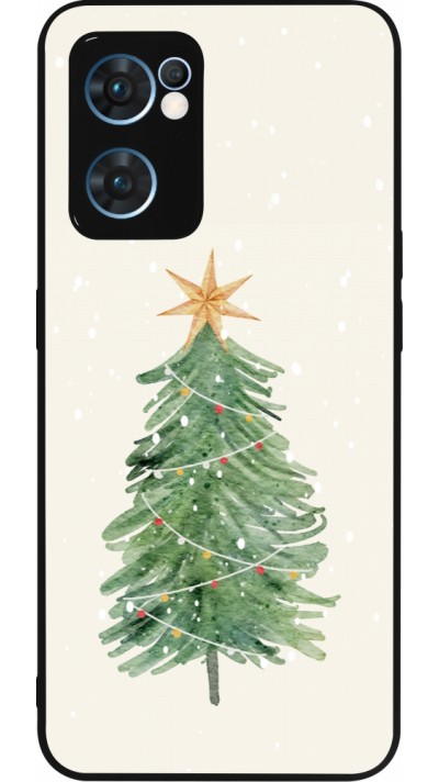 Coque OPPO Reno7 5G - Silicone rigide noir Christmas 25 Sketch Tree