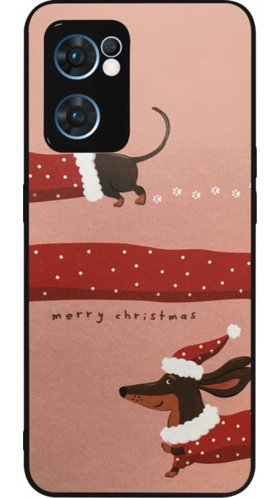 Coque OPPO Reno7 5G - Silicone rigide noir Christmas 25 Teckel Merry Xmas