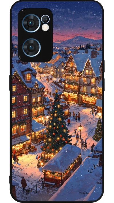Coque OPPO Reno7 5G - Silicone rigide noir Christmas 25 Xmas Village