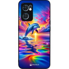 OPPO Reno7 5G Case Hülle - Silikon schwarz Glücklicher Regenbogen-Delfin