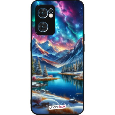 OPPO Reno7 5G Case Hülle - Silikon schwarz Fantasiebergsee Himmel Sterne