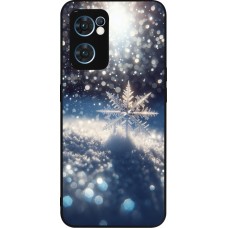 OPPO Reno7 5G Case Hülle - Silikon schwarz Schneeflocke Solar Glanz