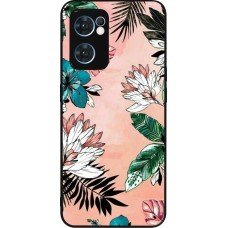 OPPO Reno7 5G Case Hülle - Silikon schwarz Flowers Artprint