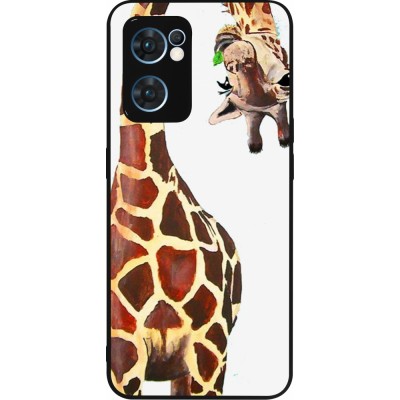 OPPO Reno7 5G Case Hülle - Silikon schwarz Giraffe Fit