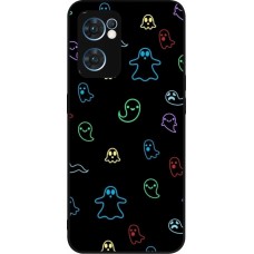 OPPO Reno7 5G Case Hülle - Silikon schwarz Halloween 2024 colorful ghosts