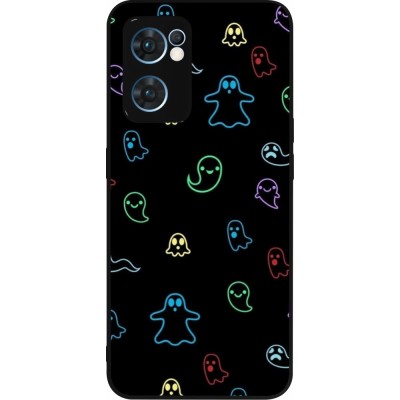 OPPO Reno7 5G Case Hülle - Silikon schwarz Halloween 2024 colorful ghosts