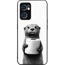 OPPO Reno7 5G Case Hülle - Silikon schwarz Otter Toilettenpapier