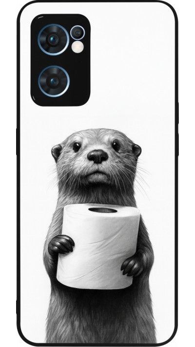 OPPO Reno7 5G Case Hülle - Silikon schwarz Otter Toilettenpapier