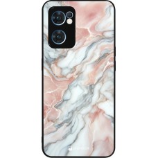 OPPO Reno7 5G Case Hülle - Silikon schwarz Rosa Leuchtender Marmor