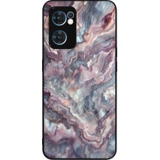 OPPO Reno7 5G Case Hülle - Silikon schwarz Violetter silberner Marmor