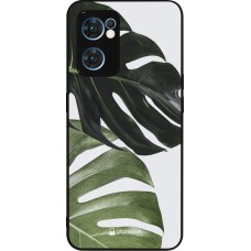 OPPO Reno7 5G Case Hülle - Silikon schwarz Monstera Plant