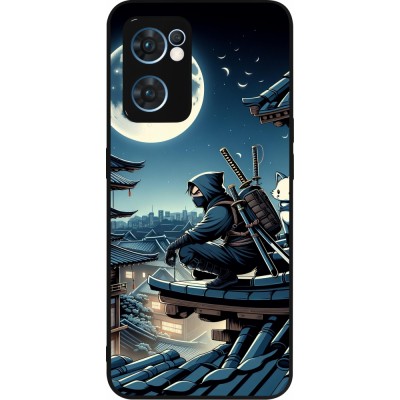 OPPO Reno7 5G Case Hülle - Silikon schwarz Ninja unter dem Mond