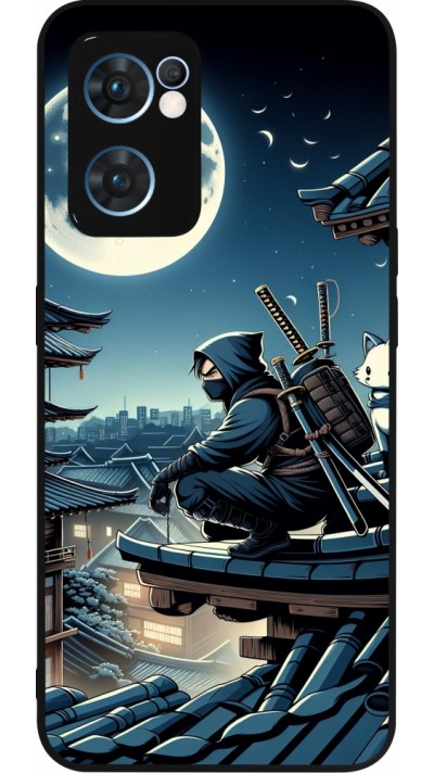 OPPO Reno7 5G Case Hülle - Silikon schwarz Ninja unter dem Mond