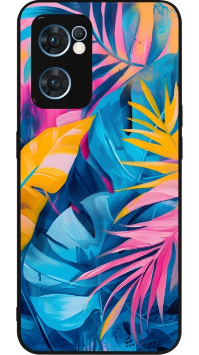 OPPO Reno7 5G Case Hülle - Silikon schwarz Palms Blue