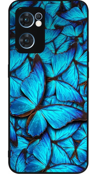 OPPO Reno7 5G Case Hülle - Silikon schwarz Papillon bleu