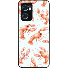 OPPO Reno7 5G Case Hülle - Silikon schwarz Muster von pastellfarbenen Hummern