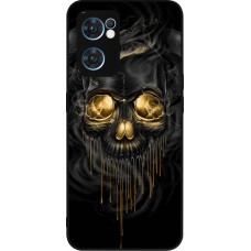 OPPO Reno7 5G Case Hülle - Silikon schwarz Skull 02