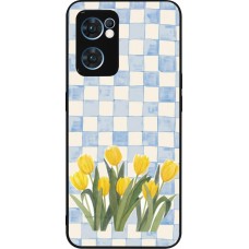 OPPO Reno7 5G Case Hülle - Silikon schwarz Blue vichy tulips Spring 2026