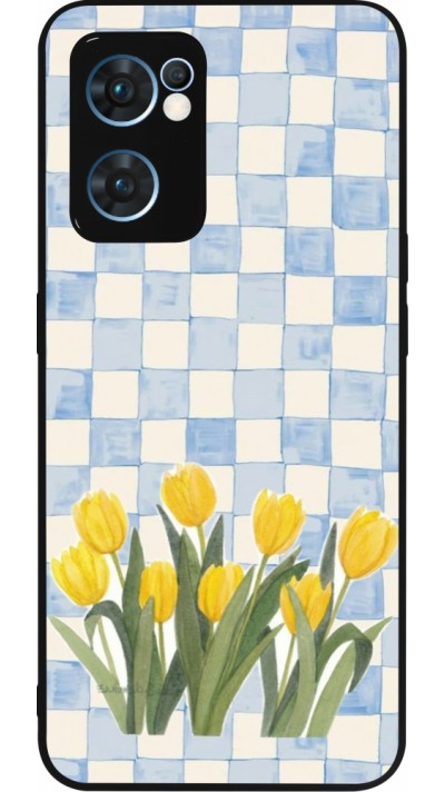 OPPO Reno7 5G Case Hülle - Silikon schwarz Blue vichy tulips Spring 2026