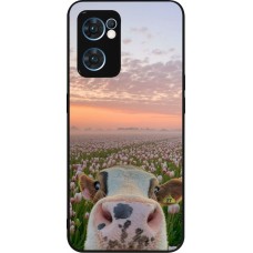 OPPO Reno7 5G Case Hülle - Silikon schwarz Cow with tulips Spring 2026