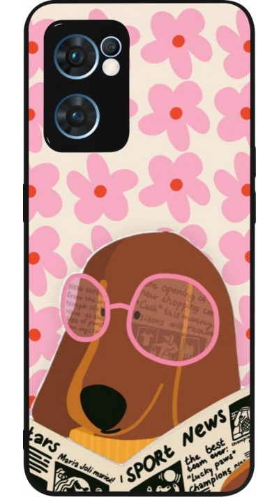 OPPO Reno7 5G Case Hülle - Silikon schwarz Dog with newspaper Spring 2026