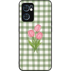 OPPO Reno7 5G Case Hülle - Silikon schwarz Green vichy tulips Spring 2026