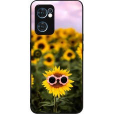 OPPO Reno7 5G Case Hülle - Silikon schwarz Sunflower with glasses Spring 2026