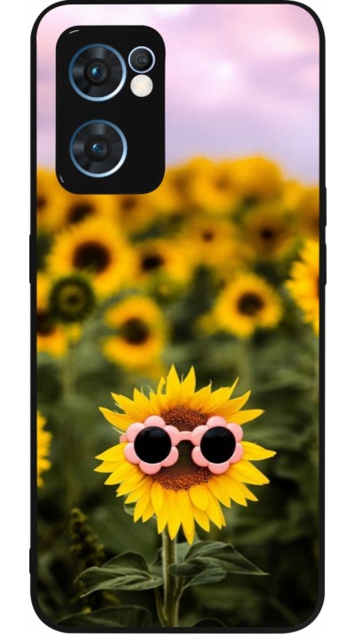 OPPO Reno7 5G Case Hülle - Silikon schwarz Sunflower with glasses Spring 2026