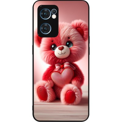 OPPO Reno7 5G Case Hülle - Silikon schwarz Valentin 2024 Rosaroter Teddybär