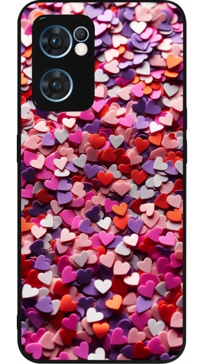 OPPO Reno7 5G Case Hülle - Silikon schwarz Valentin 2025 Konfetti