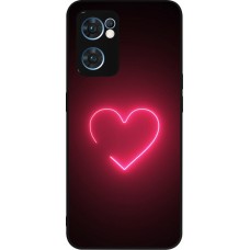 OPPO Reno7 5G Case Hülle - Silikon schwarz Valentine 2023 single neon heart