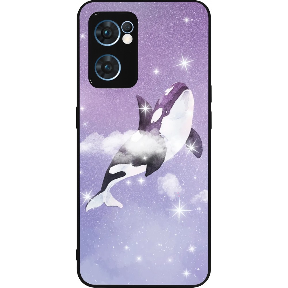OPPO Reno7 5G Case Hülle - Silikon schwarz Whale in sparking stars