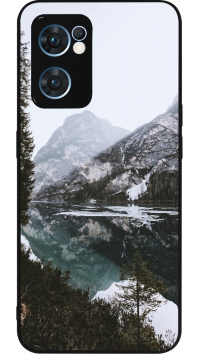 OPPO Reno7 5G Case Hülle - Silikon schwarz Winter 22 snowy mountain and lake